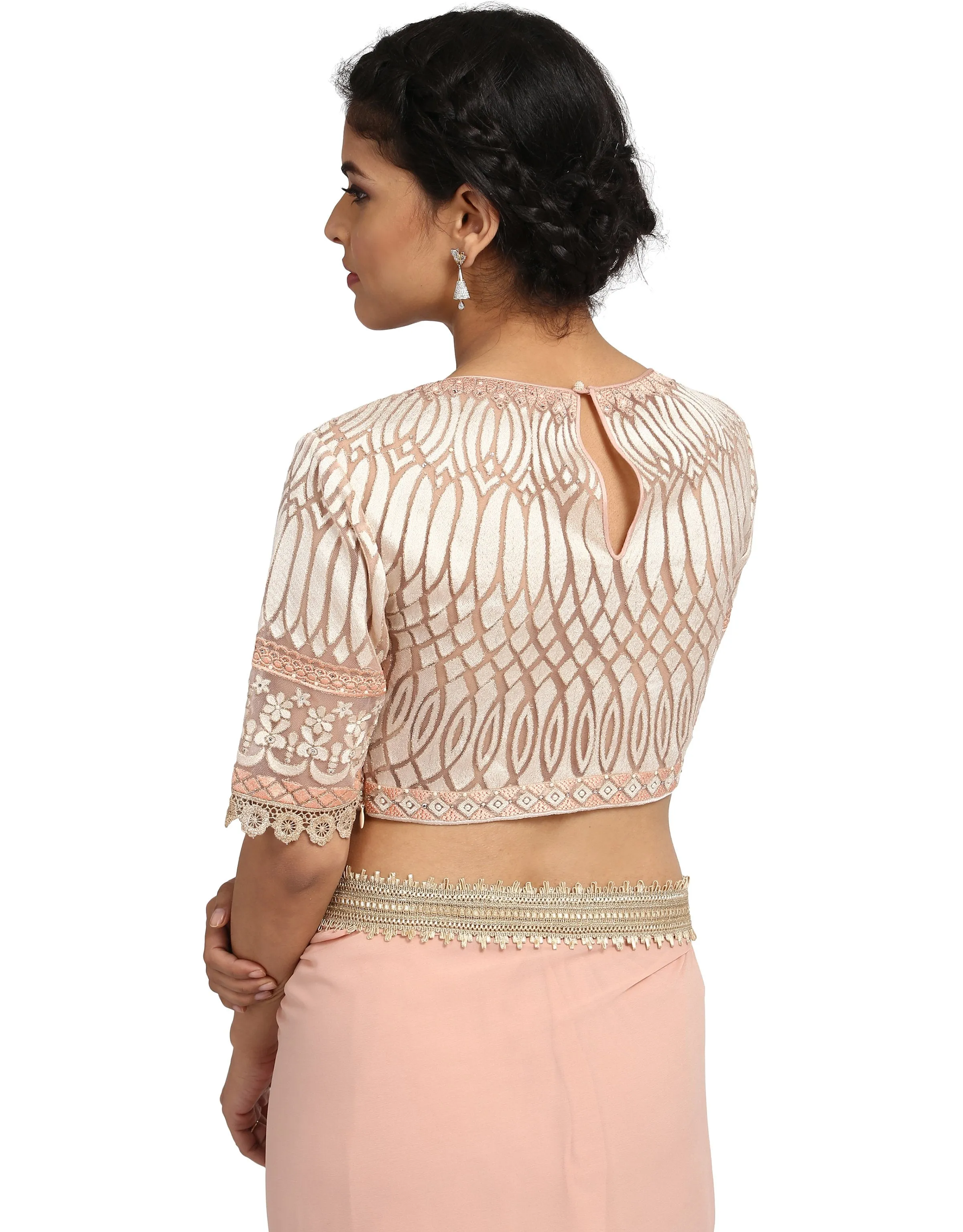 Embroidered Saree with Blouse- Blush