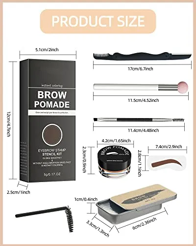 Eyebrow Stamp and Eyebrow Stencil Kit- 16in1 Waterproof Brow Cream Gel Stamping & Eyebrow Seting Wax Glue with Brow Tool,Brow Filler Brow Pomade Stamp Trio Kit, Eye Makeup for Women Gril- Chocolate