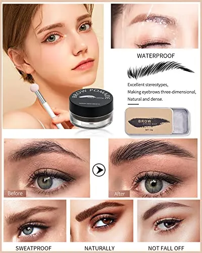 Eyebrow Stamp and Eyebrow Stencil Kit- 16in1 Waterproof Brow Cream Gel Stamping & Eyebrow Seting Wax Glue with Brow Tool,Brow Filler Brow Pomade Stamp Trio Kit, Eye Makeup for Women Gril- Chocolate