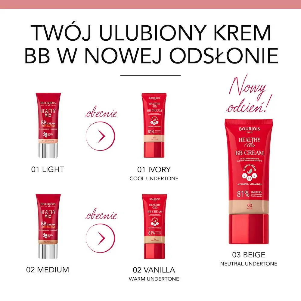 Healthy Mix kryjący krem BB z kompleksem witamin 02 Vanilla 30ml